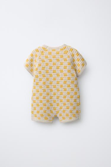 CHECK SHORT ROMPER - Ecru/Yellow by Zara - Image 1