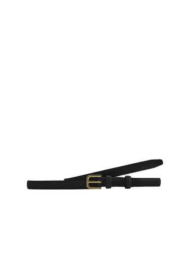 Zara LIMITED EDITION SPLIT LEATHER BELT - Black