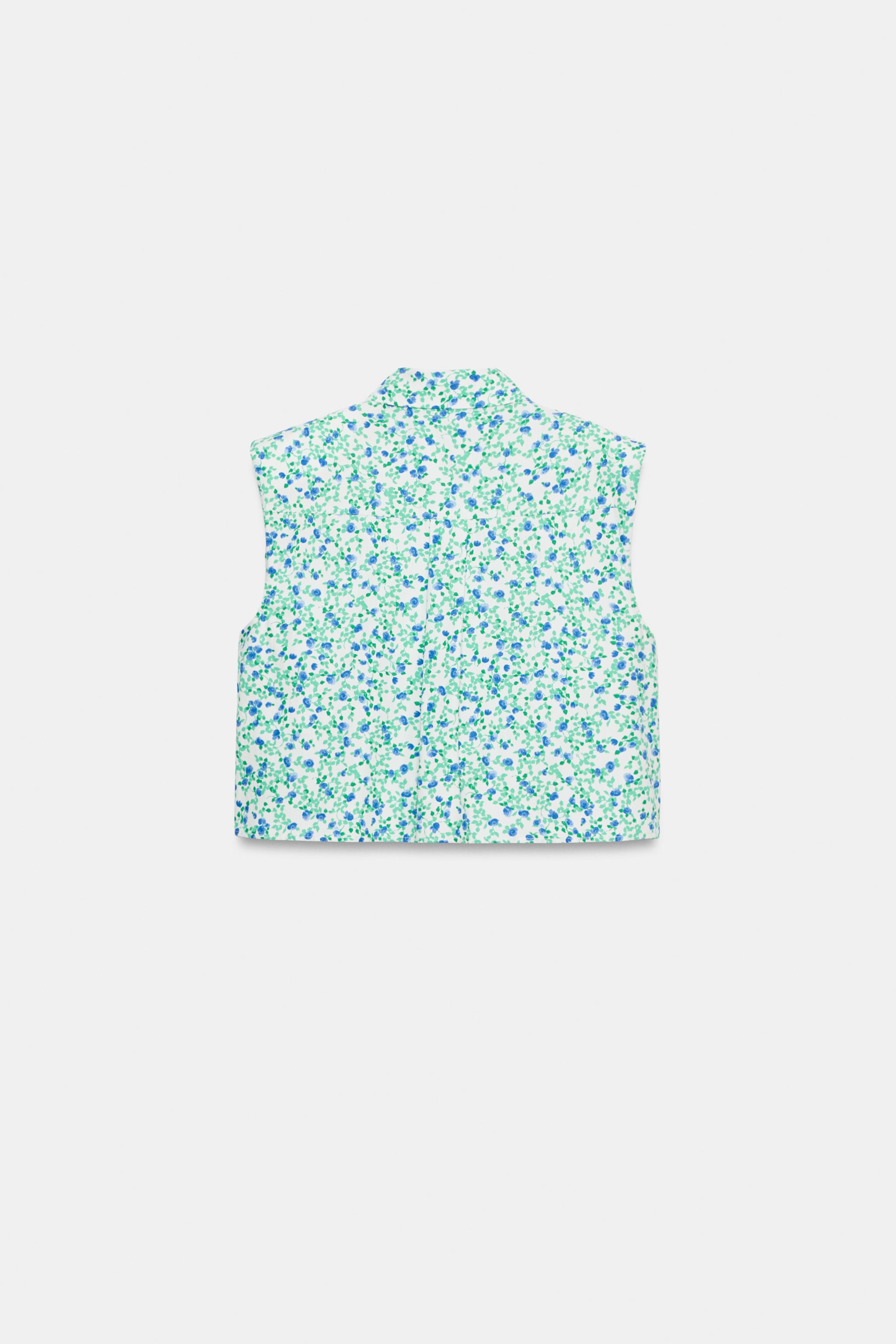 FLORAL PRINT SHOULDER PAD SHIRT