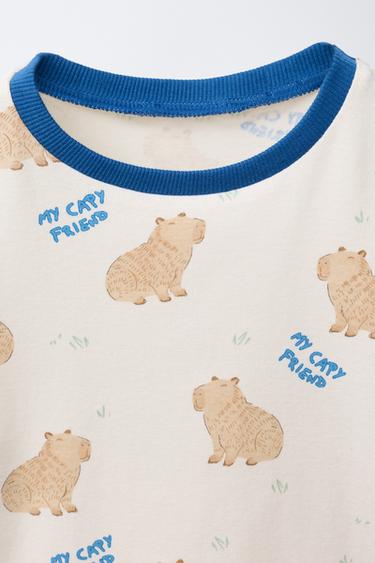 2-6 ANS/ PYJAMA T-SHIRT ET PANTALON IMPRIMÉ CAPYBARAS - Marron clair de Zara - Image 5