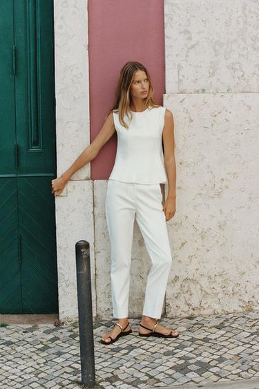 PANTALÓN TOBILLERO SOFT - Blanco roto de Zara