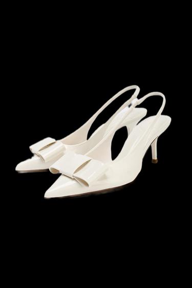 SLINGBACK-PUMPS IN LACKOPTIK MIT SCHLEIFE - Weiß von Zara