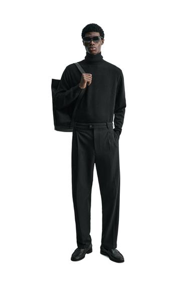 JERSEY CASHMERE CUELLO VUELTO - Negro de Zara