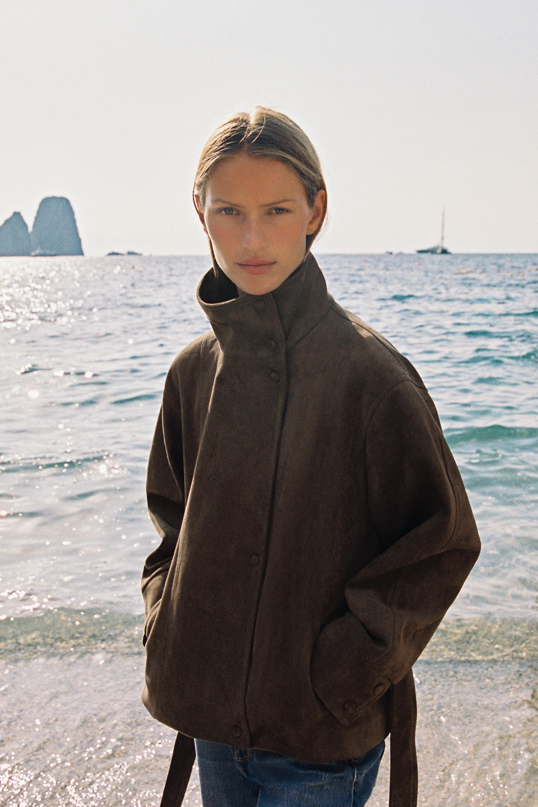 FAUX SUEDE BELTED JACKET