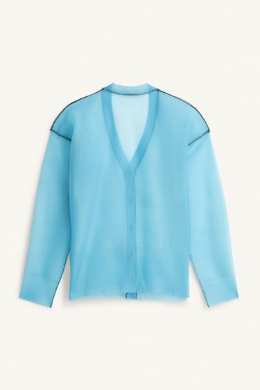 LIMITED EDITION SEMI-SHEER CARDIGAN - Aquamarine by Zara - Image 6