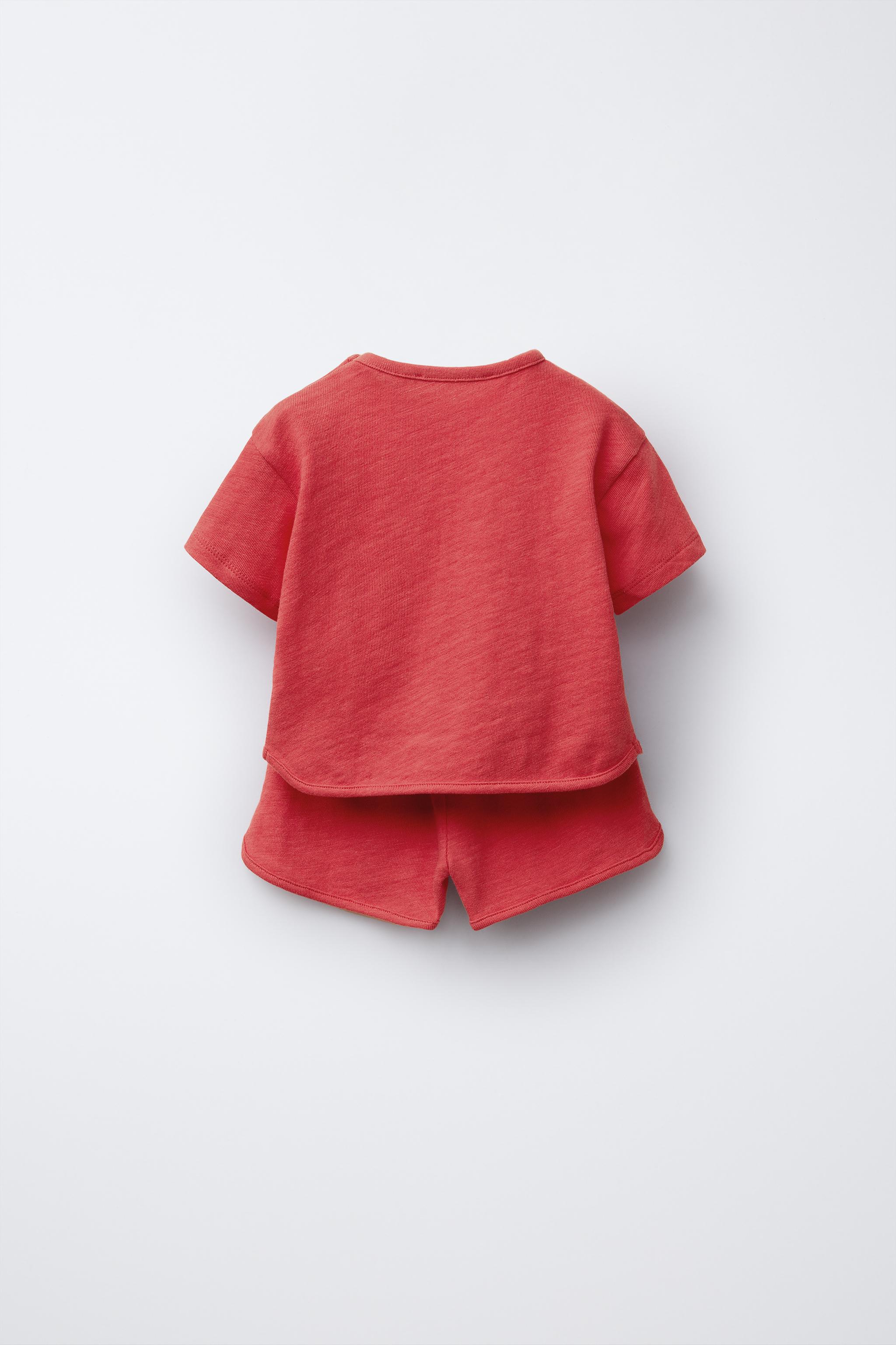 PLAIN T-SHIRT AND BERMUDA SHORTS SET - Red | ZARA United States