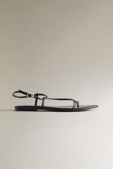 STRAPPY LEATHER SANDALS - Black by Zara - Image 1