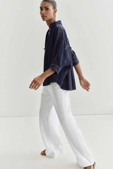 Z1975 DENIM SHIRT WITH GOLD APPLIQUÉ - Blue by Zara - Image 5