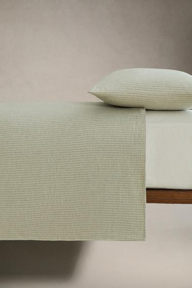 STRIPED LINEN AND COTTON DUVET COVER - Green by Zara - Image 2