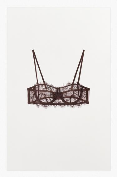 BRALETTE BÜGEL SPITZE BLUMENSTICKEREI - Braun von Zara