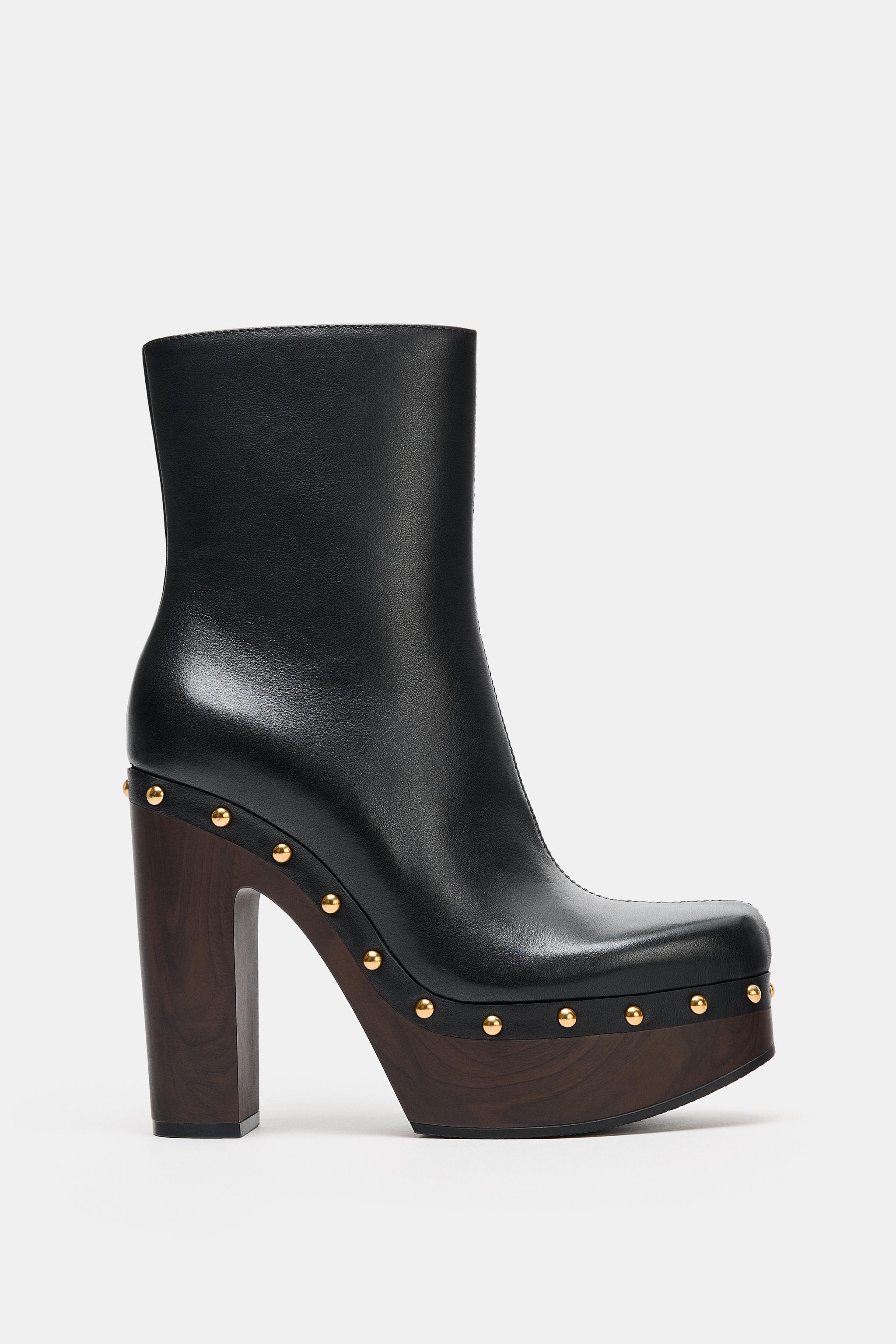 PLATFORM LEATHER ANKLE BOOTS