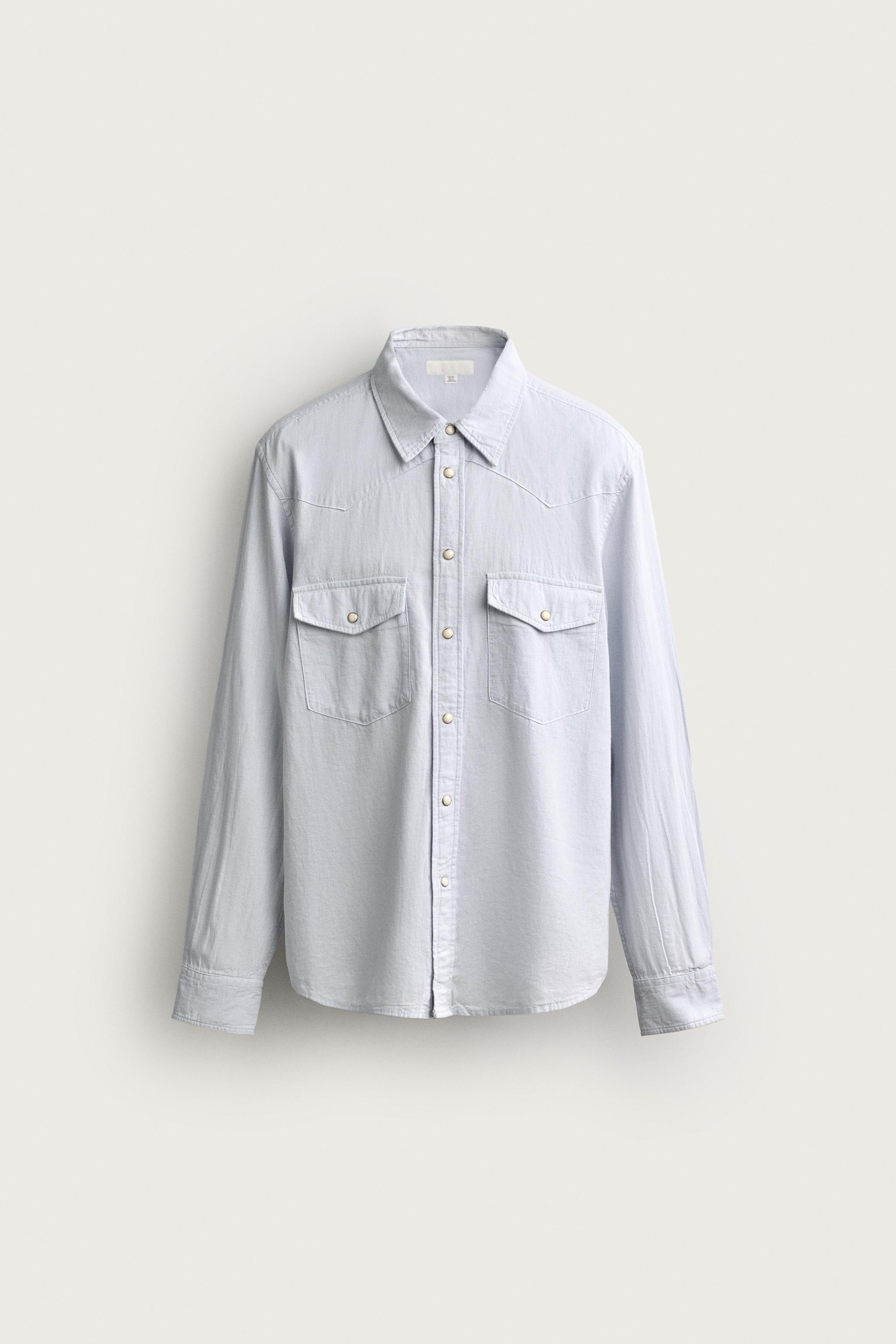 REGULAR FIT COTTON-LINEN WESTERN SHIRT