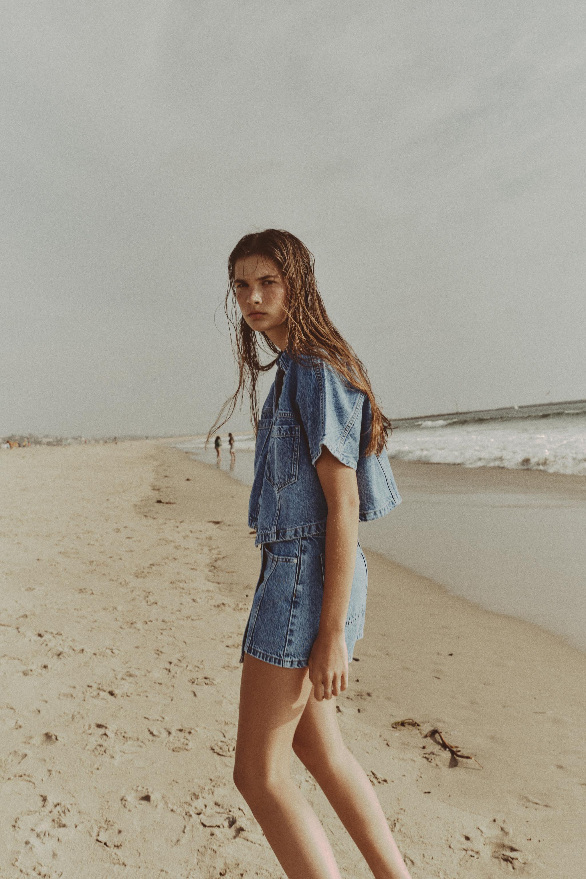 Z1975 KRUVAZE DENIM ŞORT ETEK - Görsel 6