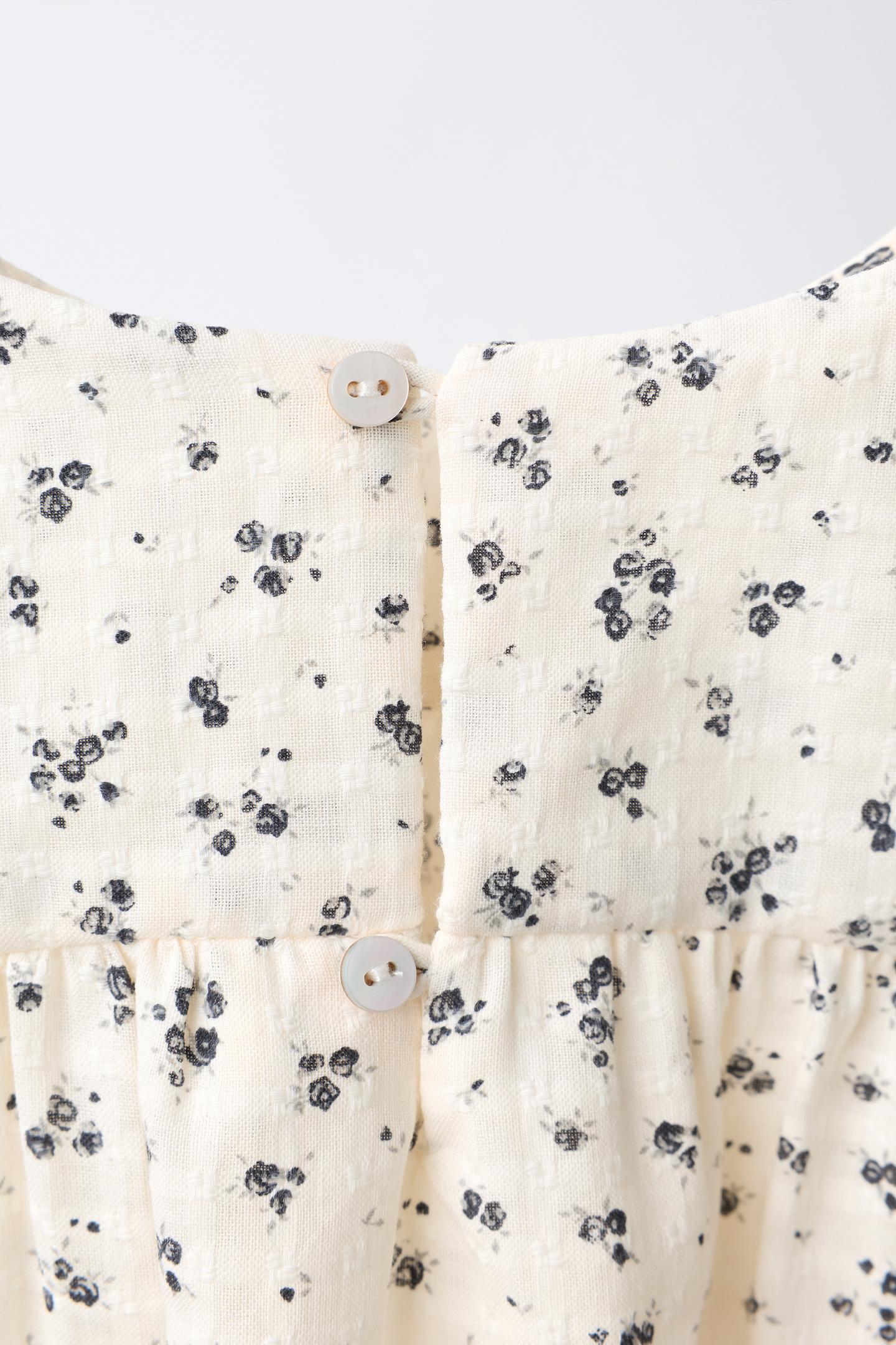 Детская блузка Zara Printed Floral Blouse, цвет: Экрю — фото 5