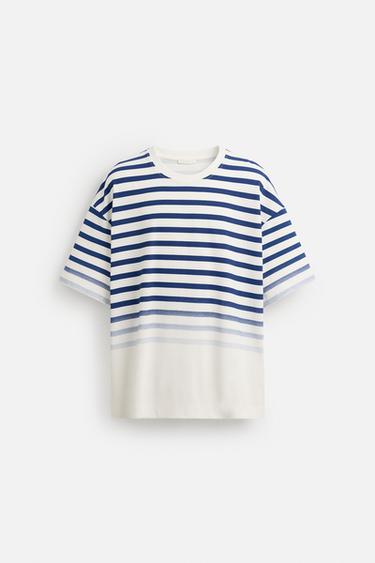 T-SHIRT À RAYURES - Blanc de Zara - Image 6