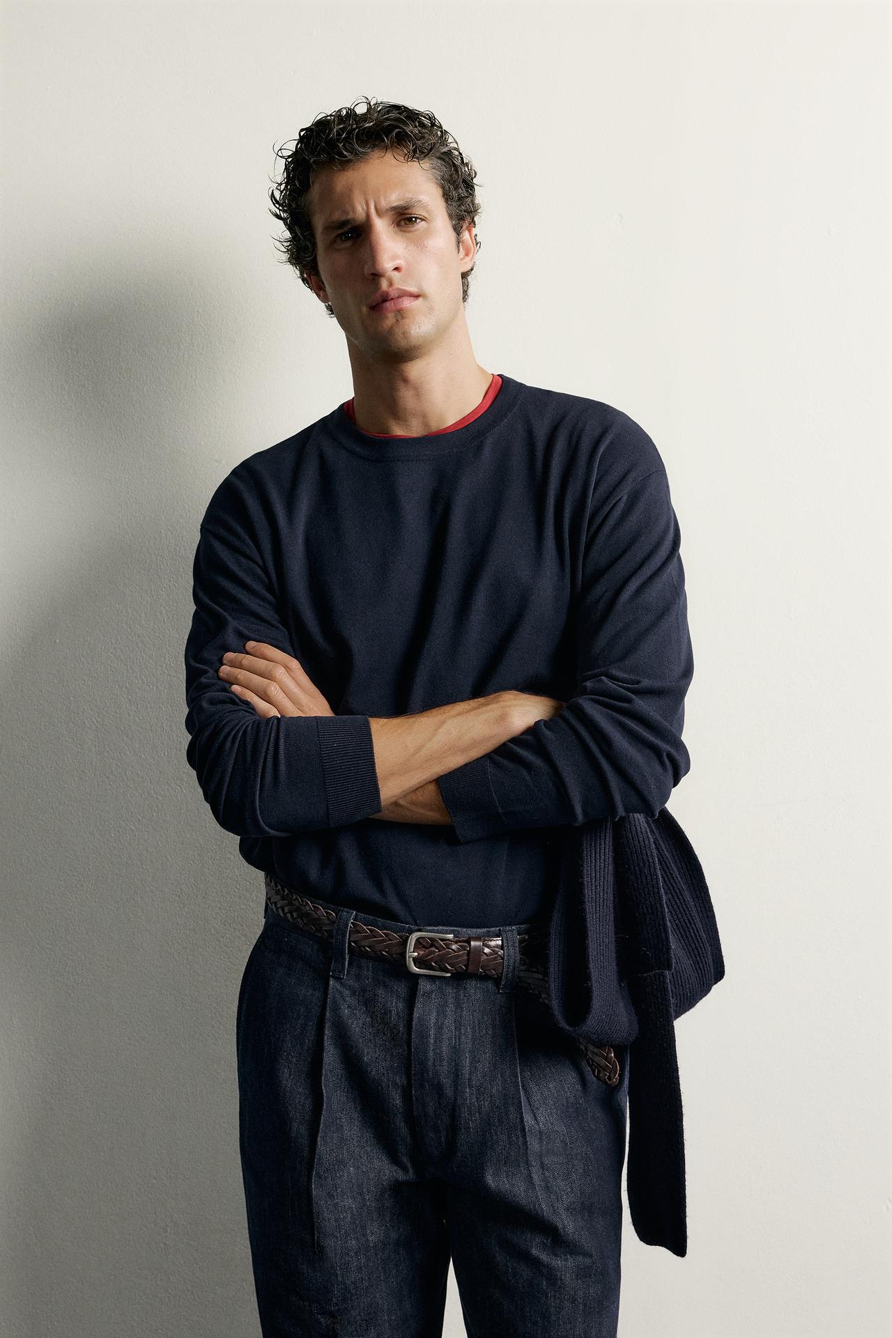 BASIC REGULAR FIT SWEATER — Navy blue