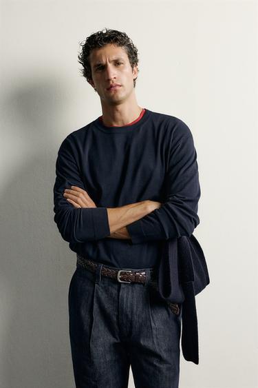 BASIC REGULAR FIT SWEATER — Navy blue 2