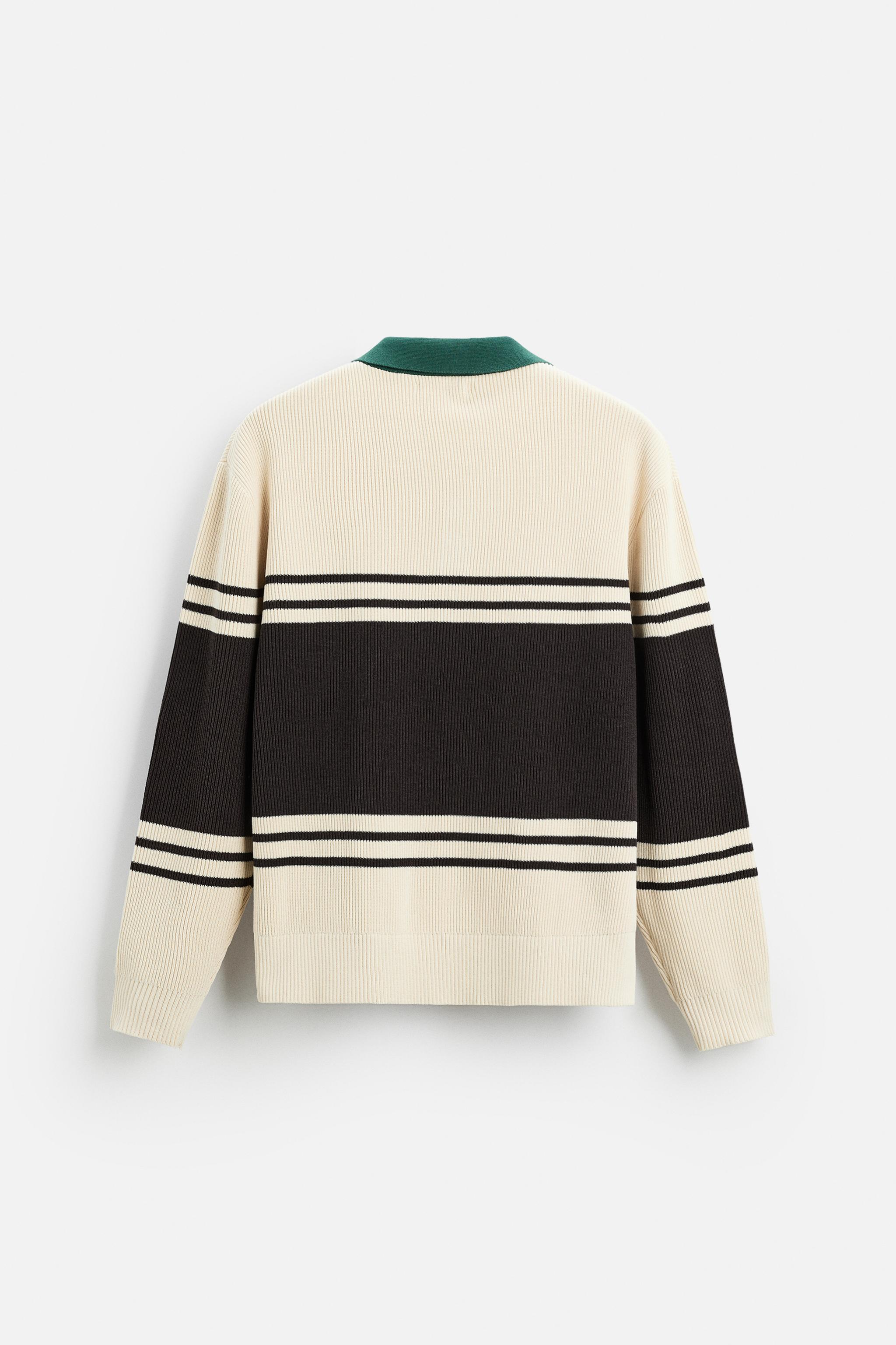 TEXTURED KNIT POLO SHIRT - Ecru / Brown | ZARA United States