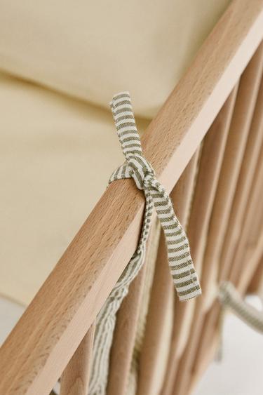 TOUR DE LIT BÉBÉ LIT BÉBÉ GAZE RAYURES - Vert de Zara - Image 4