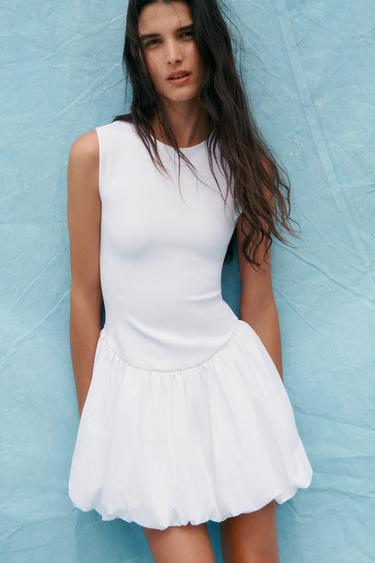 INTERLOCK CONTRAST DRESS - White by Zara