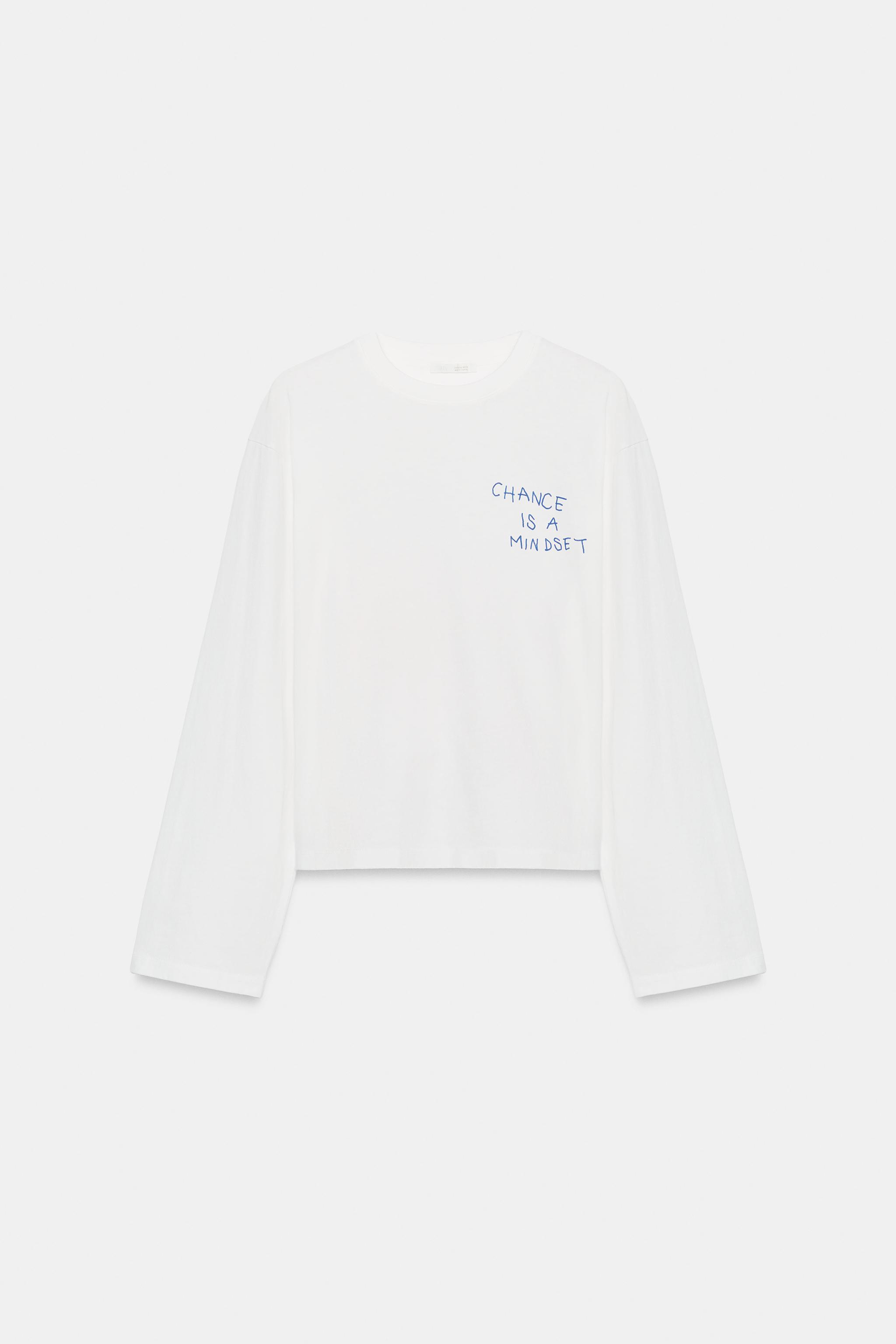 Женские футболки Zara TEXT AND GRAPHIC T-SHIRT — фото 6