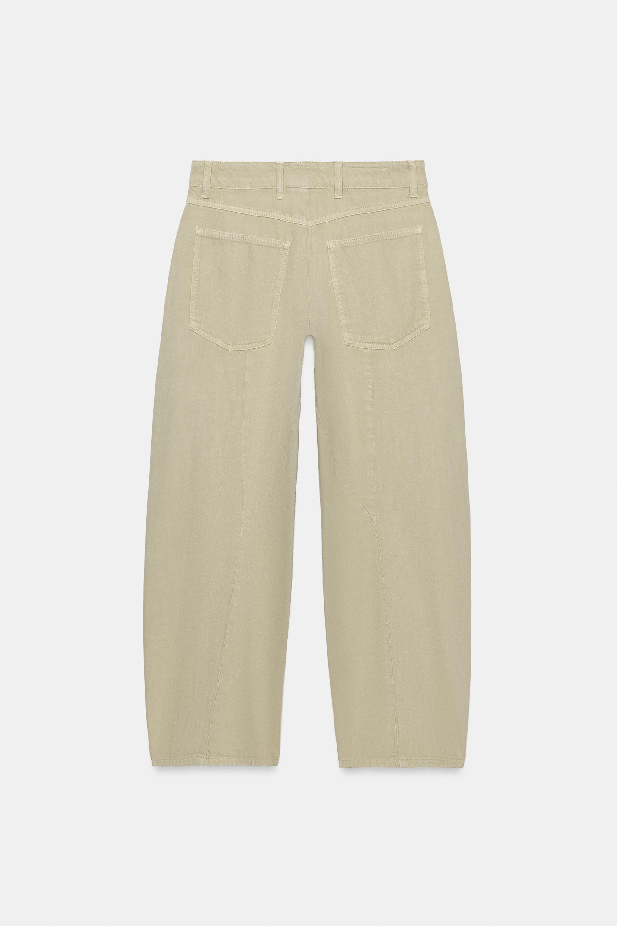 Zara TRF ORTA BEL BARREL CHINO JEAN görsel 8