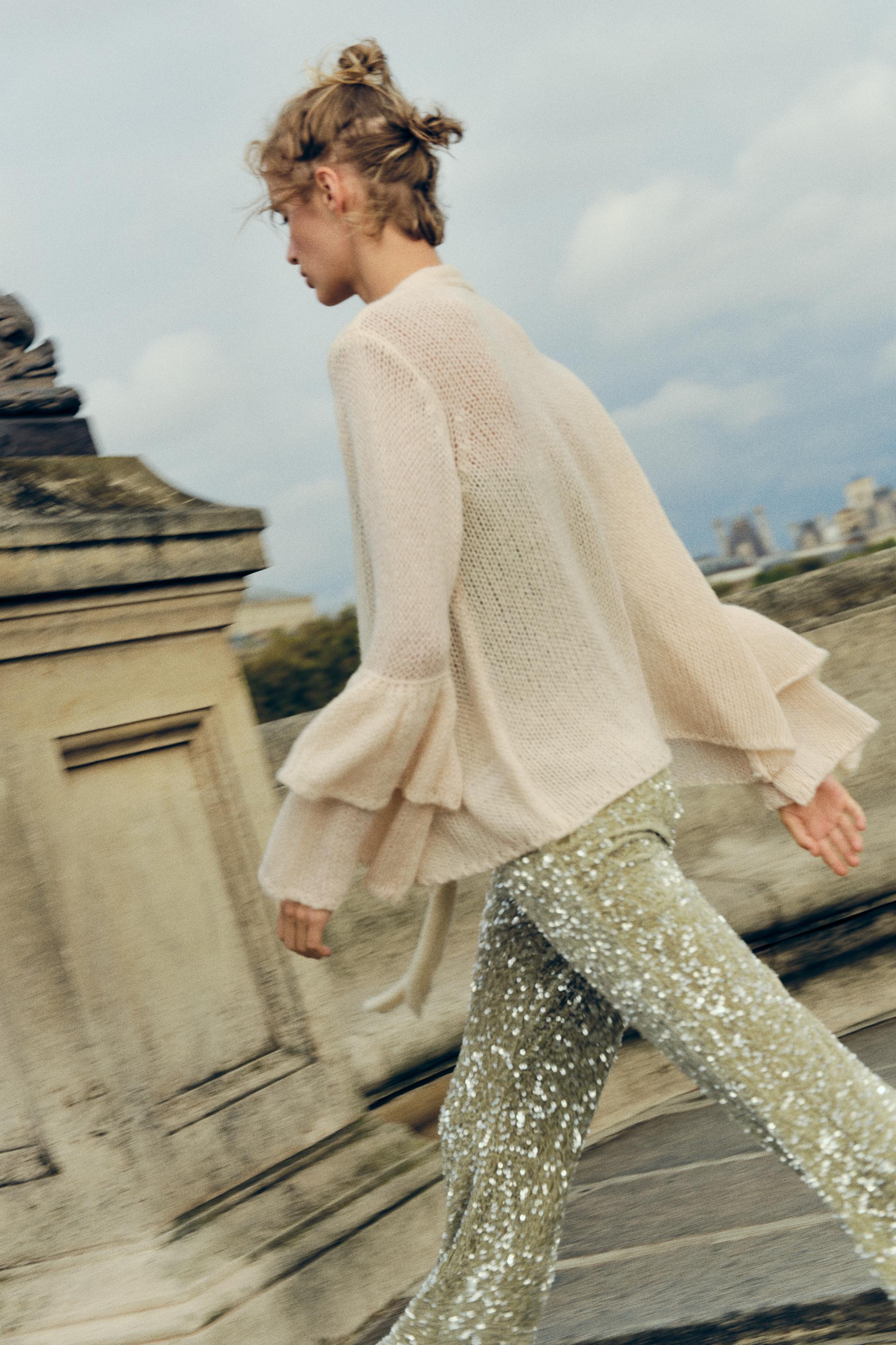 FLARED SEQUIN PANTS