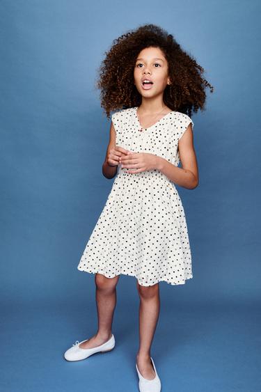 KLEID MIT PUNKTEN - Weiß / Schwarz von Zara