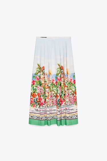 PRINTED LAYERED MIDI SKIRT - Multicoloured by Zara - Image 6