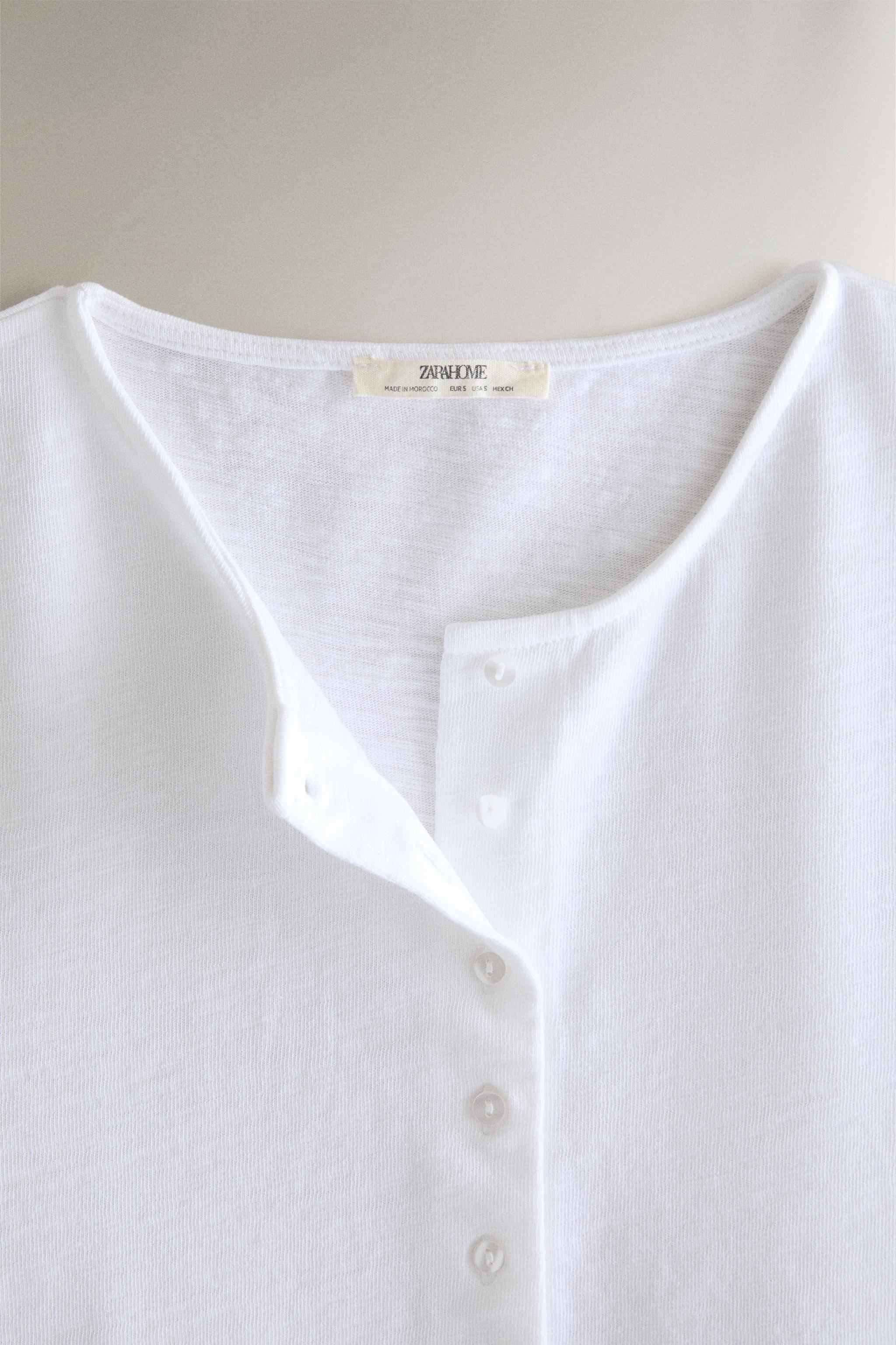COTTON BUTTON-UP T-SHIRT — White