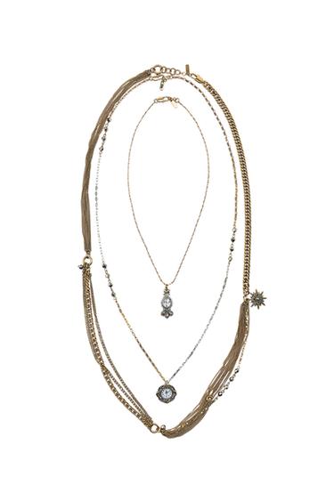 PACK OF 3 WATCH CHARM NECKLACES - Gold / Silver by Zara