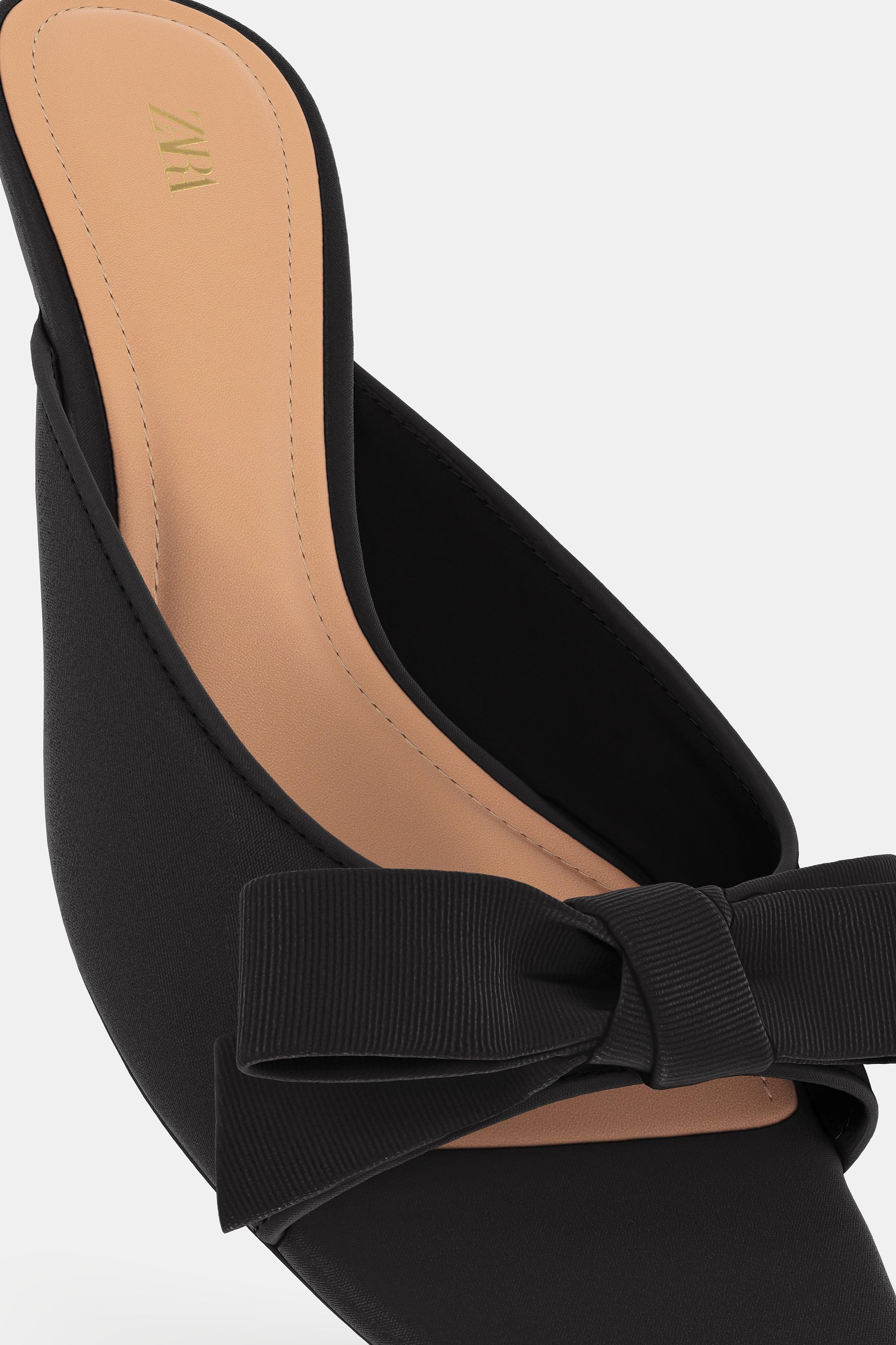 صندل بكعب وفيونكة - أسود الخاص بـ Zara