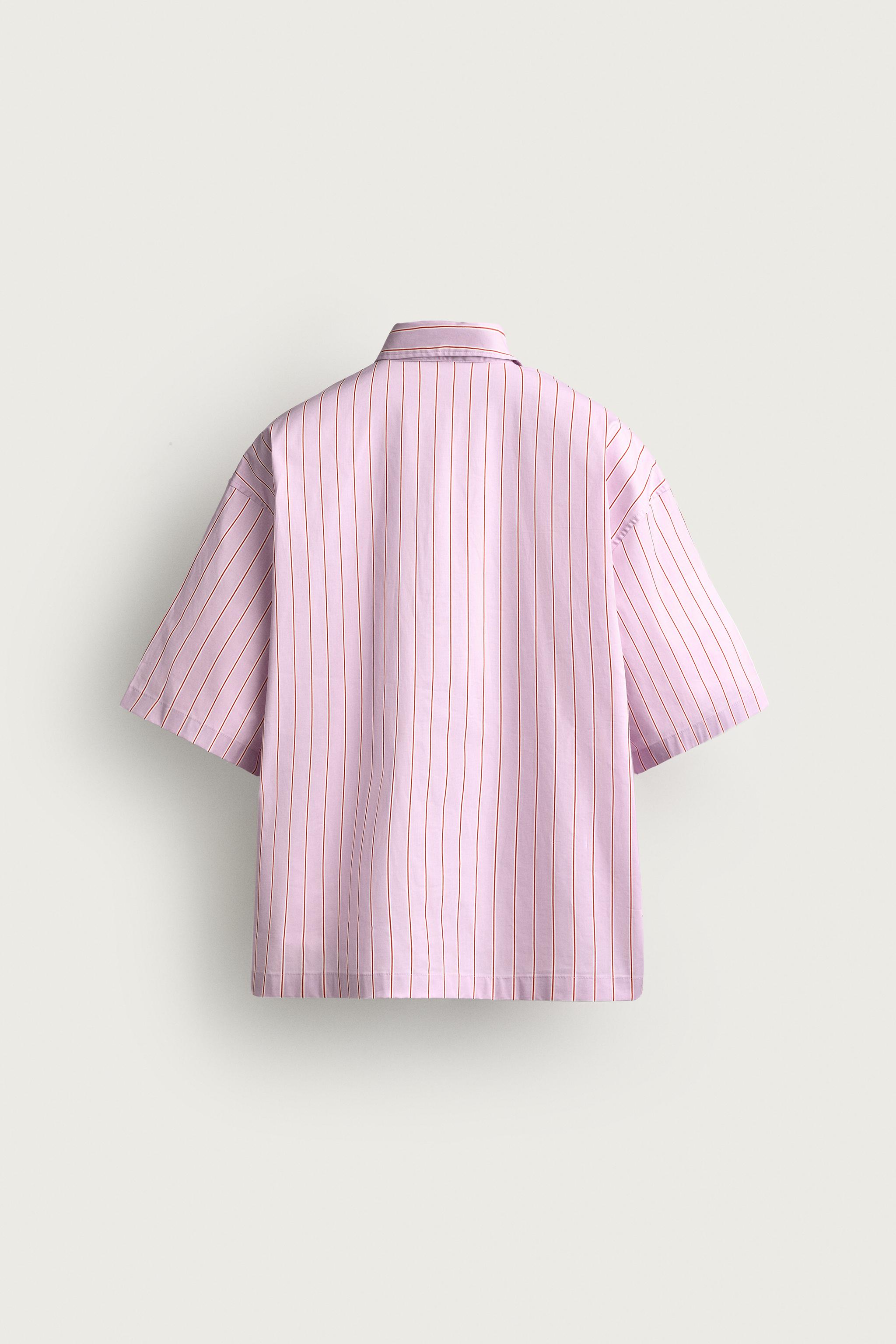 Zara BOXY FIT ÇİZGİLİ NAKIŞLI GÖMLEK görsel 8