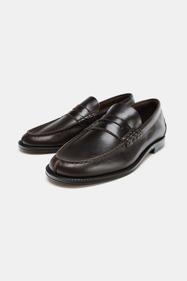 MOCASSINS EN CUIR ÉDITION LIMITÉE - Marron de Zara - Image 4