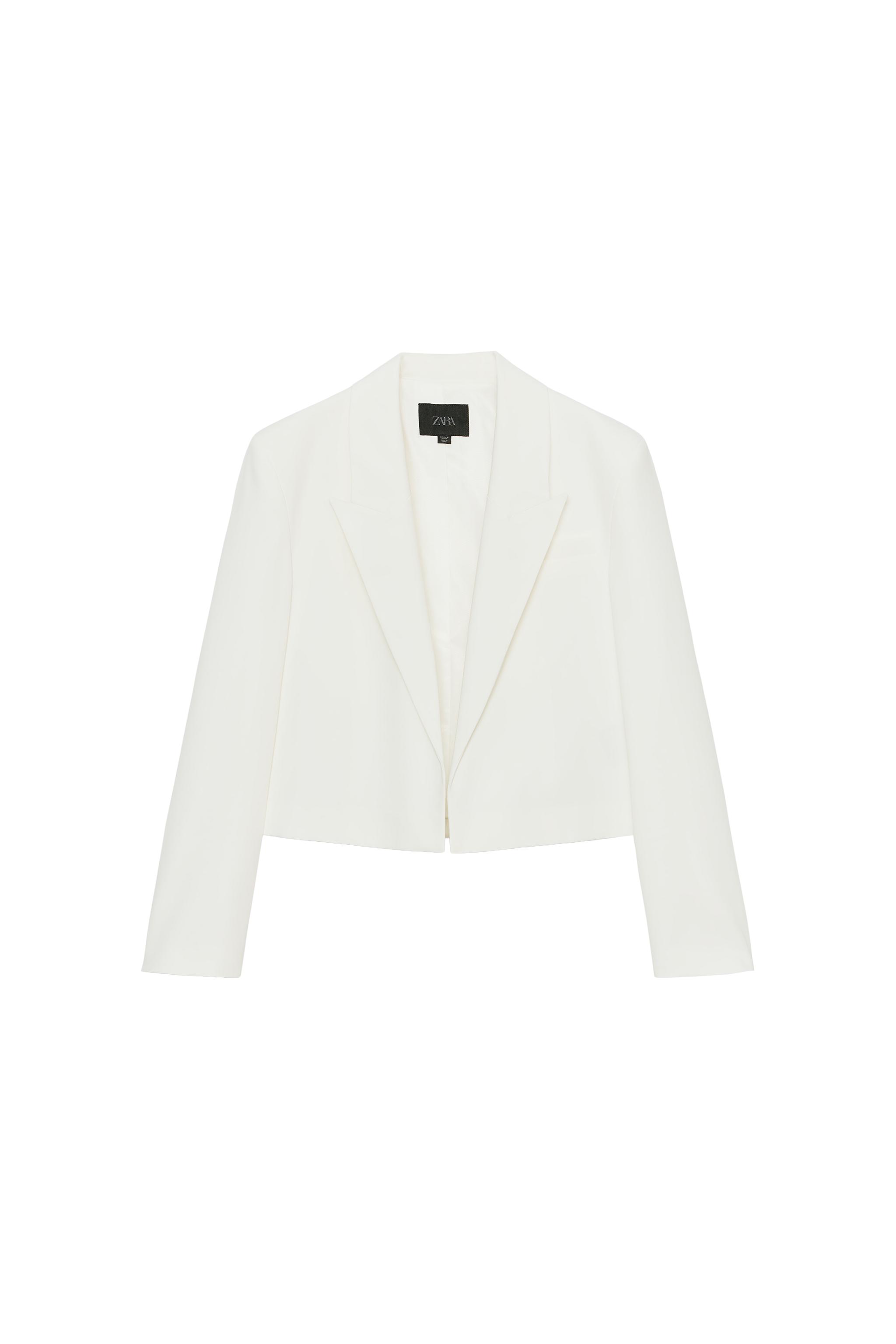 CROPPED REGULAR COLLAR BLAZER - Oyster-white | ZARA South Africa