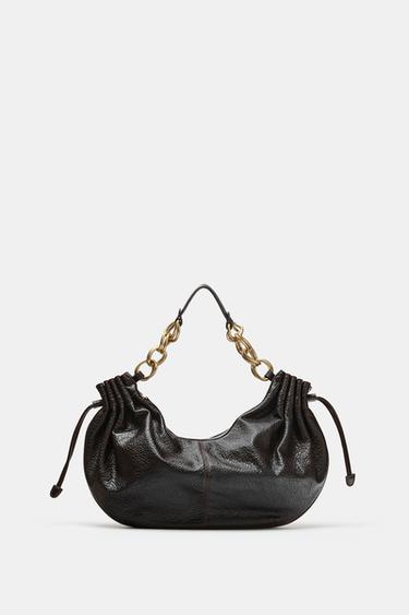 BOLSO DE HOMBRO FRUNCIDO - Marrón de Zara - Imagen 0