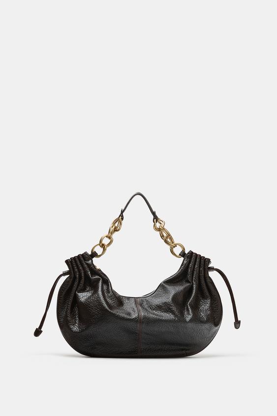 BOLSO DE HOMBRO FRUNCIDO - Marrón de Zara - Imagen 0
