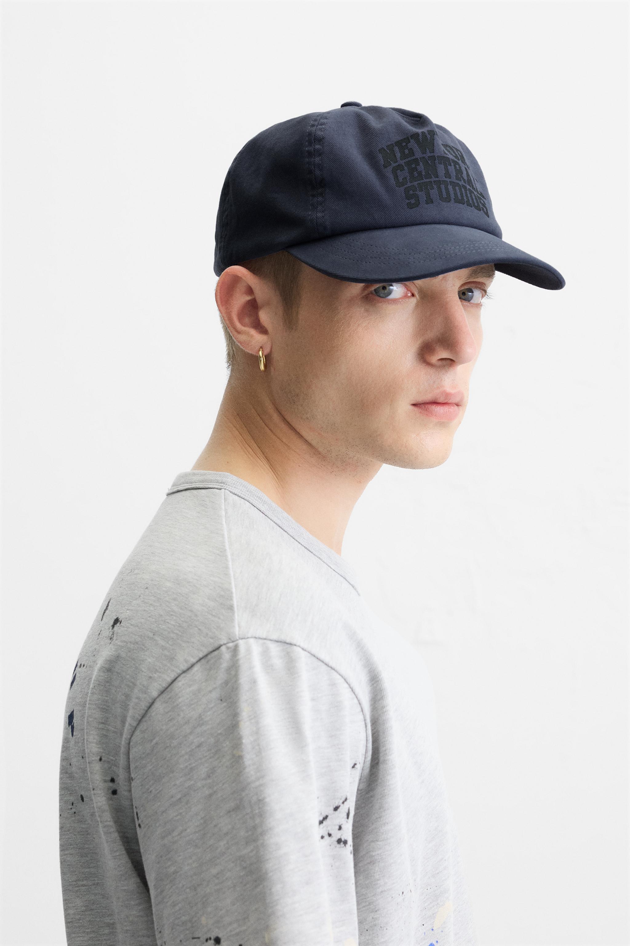 珍しい  プリント入りフラットつばキャップ Japan ZARA | ダークグレー - 帽子