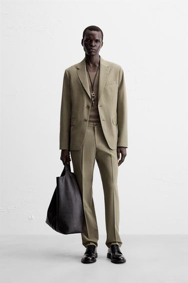 TEXTURED SUIT BLAZER - Brown / Taupe by Zara