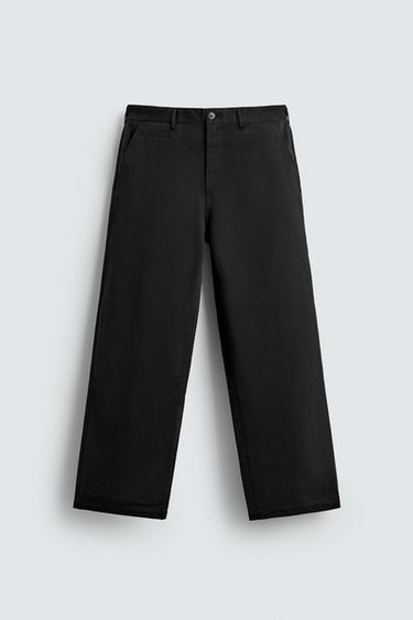 STRAIGHT-LEG CHINO TROUSERS - Black by Zara