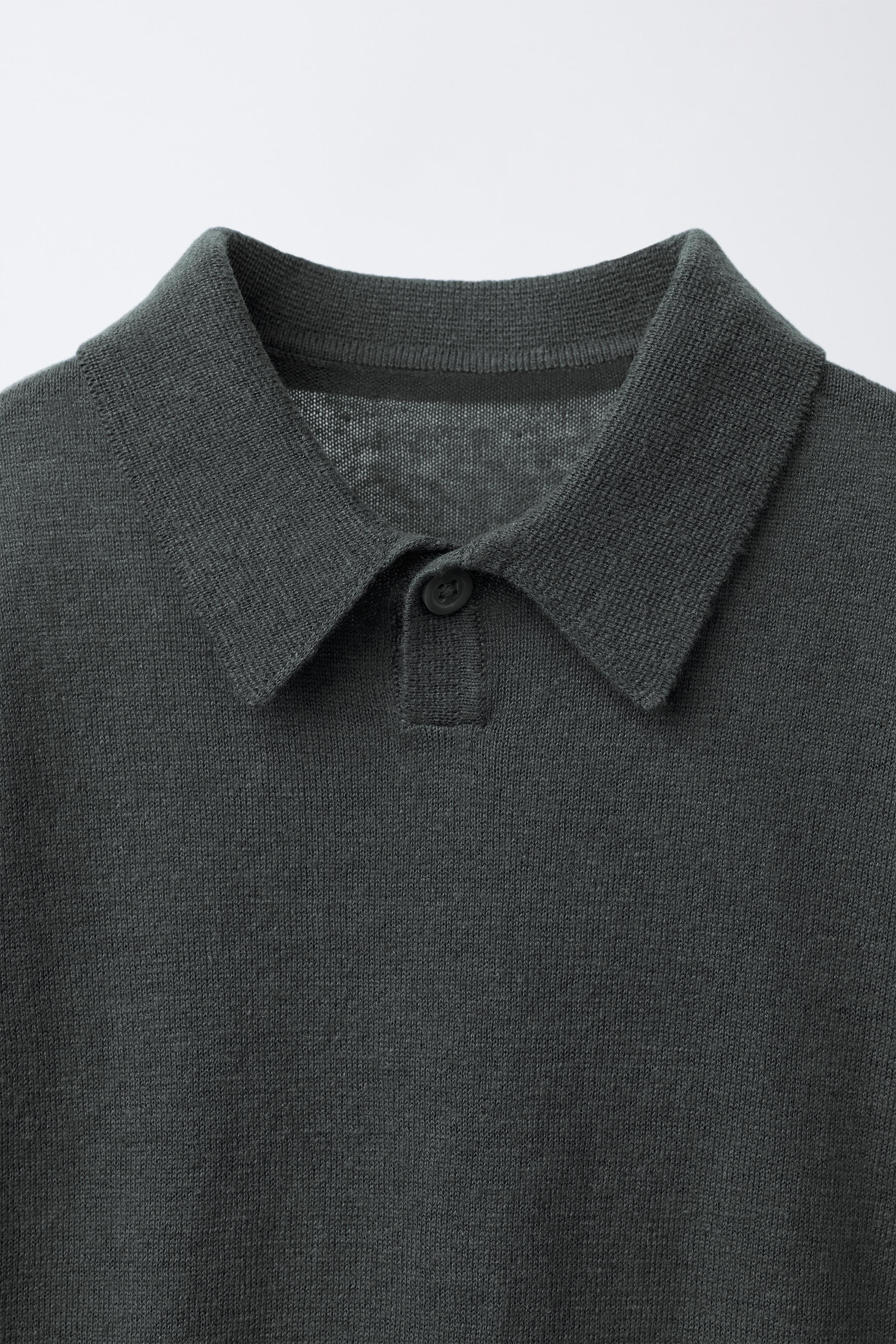 KNIT COTTON LINEN POLO SHIRT