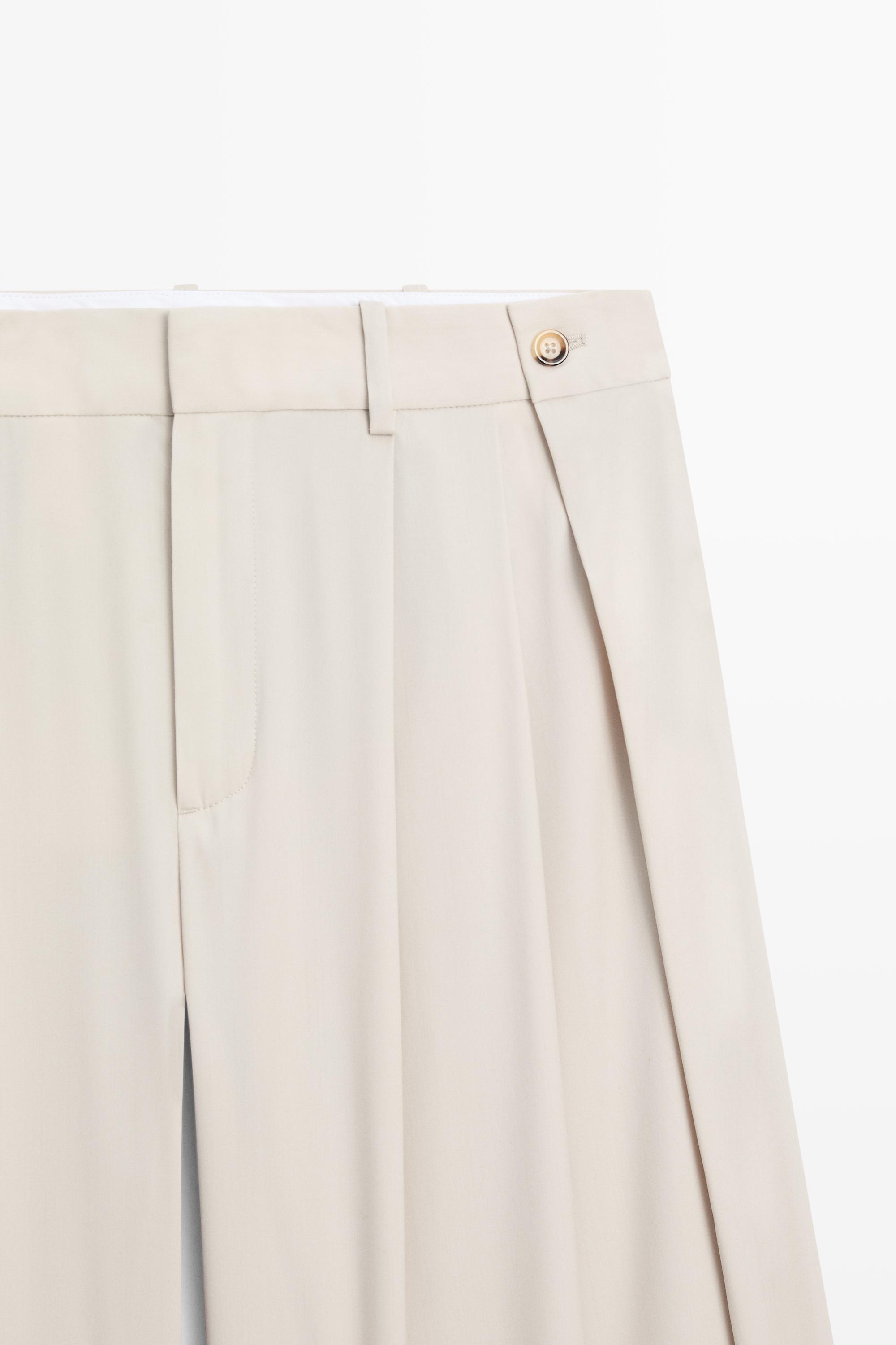 Wool blend darted pants with button detail