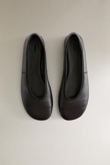 FLEXIBLE LEATHER BALLERINAS - Black by Zara - Image 3