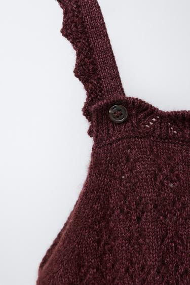 SALOPETTE EN MAILLE AJOURÉE AVEC CACHEMIRE - Aubergine de Zara - Image 2