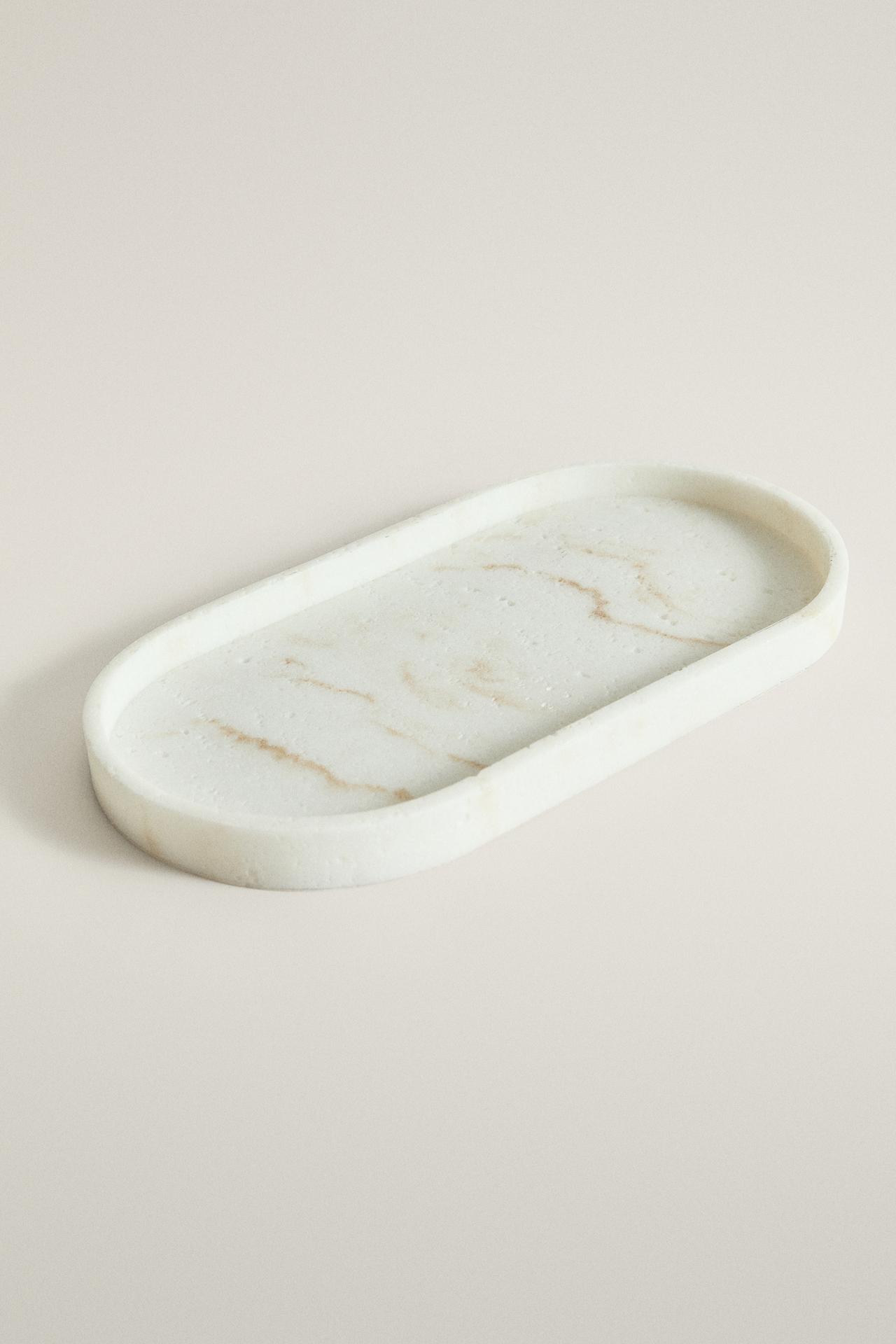 MARBLE-EFFECT BATHROOM TRAY — Beige