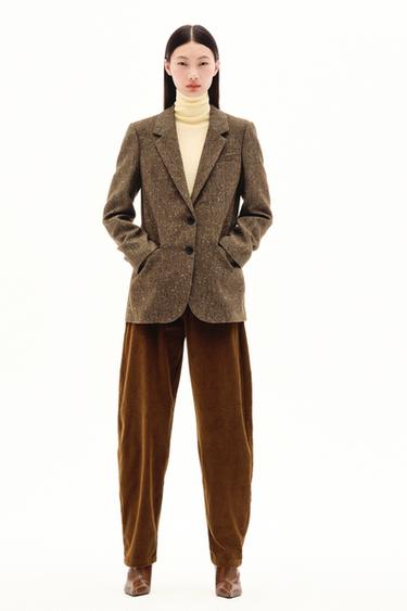 Zara 燈芯絨氣球褲附口袋 - 淺棕色