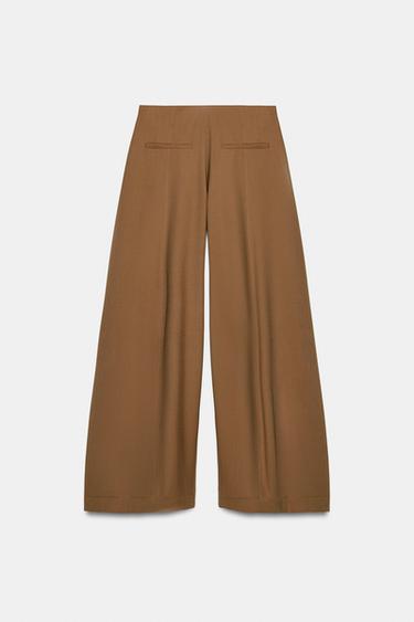 ZW COLLECTION VOLUME WIDE-LEG TROUSERS - Caramel by Zara - Image 6