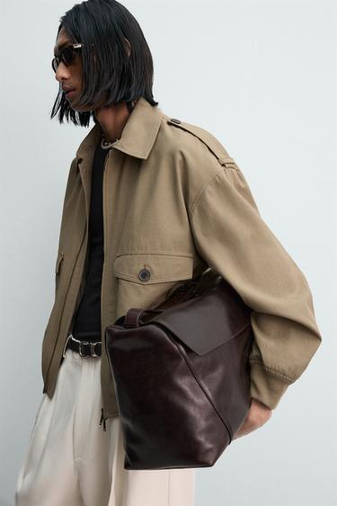 RELAXED FIT VISCOSE-COTTON JACKET - Khaki by Zara - Image 4