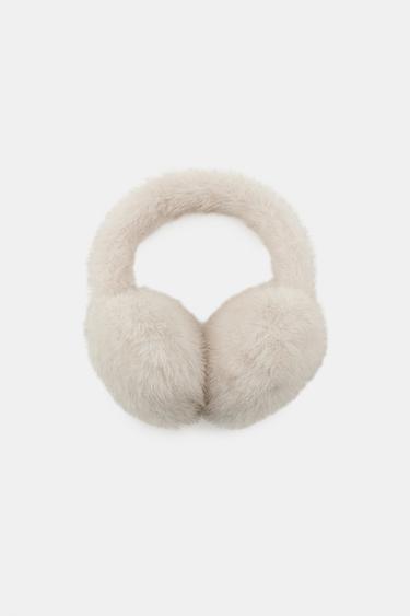 PLAIN FAUX FUR EARMUFFS - Ecru by Zara
