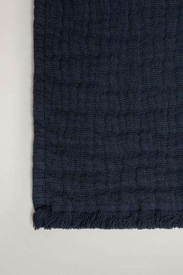 TEXTURED COTTON BLANKET — Blue 2